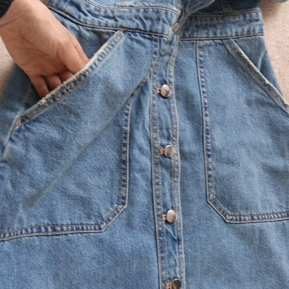 Like-New Ptp15" H&M Blue Denim Button Down Dress - Picture 14 of 16